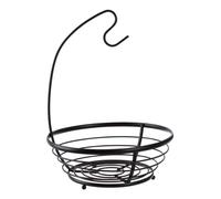 Premier Housewares Fruit Basket With Banana Hanger Contemporary Black Wireframe Fruit Holder with Banana Hook For Everyday Use Kitchen Fruit Basket 26 x 33 x 26 cm