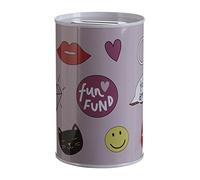 Premier Housewares Fun Times Money Tin, Multi-Colour, 8 x 8 x 13 cm