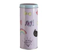 Premier Housewares Fun Times Storage Canister, Tin, Pink, 8 x 8 x 18 cm