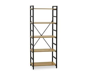 Premier Housewares Functional Cross-Pattern Design 5 Tier Light Yellow Shelf Unit|Bookcase Shelving With Black Metal Frame For Organizing Essentials|Compact Storage For Books