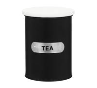 Premier Housewares Interiors By Premier Functional Design Black Enamel Tea Canister, Chic Design Metal Canister, Durable Stainless Steel Canister
