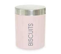 Premier Housewares Functional Design Light Pink Biscuit Canister | Chic Design Metal Canister For Livingroom | Durable Stainless Steel Canister For Ingredients | Sturdy Canister