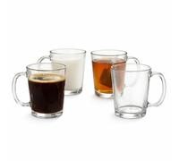Premier Housewares Functional Design Set Of Four Mugs | Stylish Coffee Mugs For Kitchen | See Through Special Mugs For Evening Tea Sessions | Comfortable Coffee Cup For Kitchen
