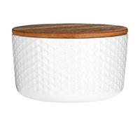 Premier Housewares Geome Mod Storage Canister, Bamboo/Dolomite, White, 14 x 14 x 8 cm