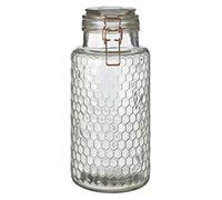 Premier Housewares Geometric Glass Storage Jar With Clear Silicon Lid Rose Gold Clip Glass Jar With Lid Geometric Glass Jar For Daily Kitchen Use Tea And Coffee 13 x 24 x 13