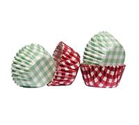 Premier Housewares Gingham Print 100 Pieces Mini Cupcake Cases/Made From Robust Greaseproof Paper/Two Assorted Colours/Decorative Muffin Cases/Mini Muffin Cases 4 x 4 x 2