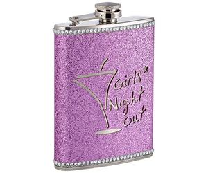 Premier Housewares Girls Night Out Glitter Hip Flask Set, 8 oz - Hot Pink, H14 x W10 x D3cm