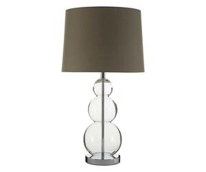 Premier Housewares Glass Ball /Metal Lamp Grey Fabric Shade Desk Lamp For Office / Study Chic and Contemporary Lamps For Desks / Bedroom / Living Room