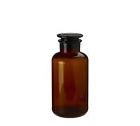 Premier Housewares Glass Bottle Extra Small Glass Amber Glasses 125 ml Durable Water Bottle With Glass Lid 7 x 7 x 12