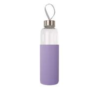 Premier Housewares Glass Bottle with Purple Silicone Sleeve | Durable Drinking Water Batter | Portable Water Bottle with Ergonomic Silicone Sleeve