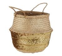 Premier Housewares Gold Sequin Large Seagrass Basket