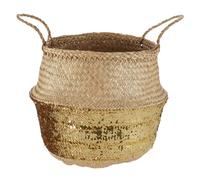 Premier Housewares Gold Sequin Small Seagrass Basket