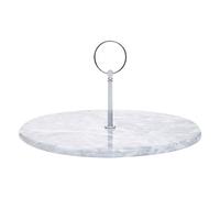 Premier Housewares Gray Marble Cake Stand/Sturdy Gray Marble Sublime Veining Cupcake Stand/Handcrafted Cake Stand With Silver Finish Hoop Handle W25 x D25 x H9.5cm Weight 1.58kg