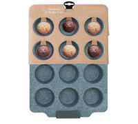 Premier Housewares Grey 12 Muffin Tray | Marble Finish Muffin Oven Tray | Non-Stick Baking Tray for Perfet Muffins | Cupcake Tin Tray for Domestic, Commercial Use