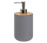 Premier Housewares Grey Lotion Dispenser/Made From Durable Eco Friendly Bamboo Fibre/Suitable For Everyday Use/Manual Soap Dispenser/Cool Grey Hand Soap Dispenser/Dimensions are W9 x D9 x H18cm