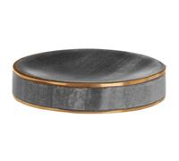 Premier Housewares Grey Marble Brass Soap Dish / Ceramic Soap Dishes With Drainage / Modern And Unique Bathroom Decor With Gold Detailing 13 x 13 x 3