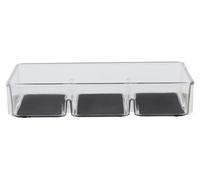 Premier Housewares Grey Multifunctional Kitchen Organiser with Dividers Sturdy Clear Plastic Storage Solution Makeup Drawer Lid Organizer 5 x 27 x 16