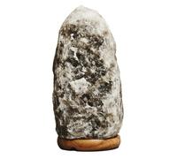 Premier Housewares Grey Natural Salt Lamp Small Room Lamp Irregular Oblong Shape with Calming Grey Glow Grey Desk Lamp Wood Base 23cm x 12cm x 12cm