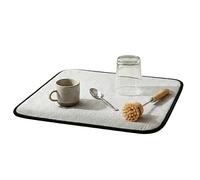 Premier Housewares Grey Rectangular Dish Drying Mat | Water Absorbent Drainer Pad | Quick-Dry & Foldable Mat for Kitchen Counter | Rectangular Design Fiber Dish Drainer Mat