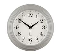 Premier Housewares Grey Wall Clock 2200918 - Battery Operated, White Dial, Contemporary Round Plastic Frame