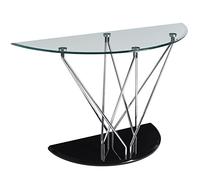 Premier Housewares Halo Half Moon Console Table, Glass - 75 x 122 x 46 cm, Black