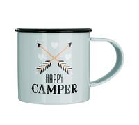 Premier Housewares Happy Camper Mug - 350ml Grey Galvanised Steel Camping Mug with Easy-Grip Handle