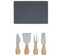 Premier Housewares Heart Slate Cheese Board with Stainless Steel Knife Natural Slate Board Stainless Steel Gold Knife With Rubberwood Handle (20 cm x 1 cm x 20 cm)