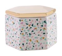 Premier Housewares Hexagonal Ceramic Storage Jar With Terrazzo Flecks|Dolomite Canister With Gold-Coated Lid|Luxe Ceramic Food Storage Container|Biscuit Barrel For Modern Kitchens