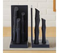 Premier Housewares Hiba Set Of Two Black Finish Bamboo Effect Bookends
