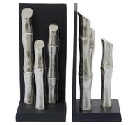 Premier Housewares Hiba Set Of Two Silver Finish Bamboo Effect Bookends