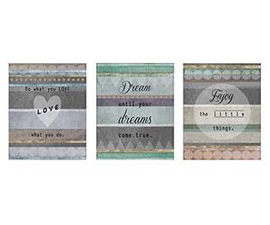 Premier Housewares Home Decor Accessories Wall Plaques With Quotes Set of 3 Multicoloured Home Plaque with Sayings Wooden Quote Plaques 25 x 20 x 1 cm