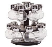 Interiors by PH 2 Tier Revolving Spice Rack With 14 Bottles - Black, Black