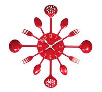 Premier Housewares Red Wall Clock Kitchen Themed Kitchen Clocks Wall Metal Wall Clocks For Living Room Frameless Wall Clock Modern Wall Clock 33x33x5