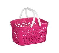 Orsina 2400Ml Hot Pink Storage Basket,plastic Bin With White Handle,portable Plastic Basket For Home & Office