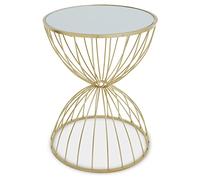 Premier Housewares Hourglass Mirrored Top Gold Frame Side Table/Tall Luxe Lamp Table/Contemporary Design Mirrored Table Dimensions W42 x D42 x H54cm.
