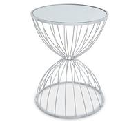 Premier Housewares Hourglass Mirrored Top Silver Frame Side Table/Luxe Unique Tall Lamp Table/Contemporary Design Table Dimensions W42 x D42 x H54cm.