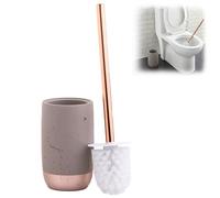 Premier Housewares Housewares Neptune Toilet Brush and Holder, Concrete/Plastic/Stainless Steel, Grey/Copper, 10 x 10 x 39 cm