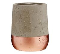 Premier Housewares Housewares Neptune Toothbrush Holder, Concrete, Grey/Copper, 9 x 9 x 10 cm
