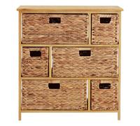 Premier Housewares Interiors By Premier 6 Drawer Storage Unit, Natural Water Hyacinth Drawer Wardrobe Storage, Modern Natural Wood Shelving Unit