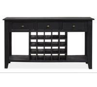 Premier Housewares Interiors By Premier Black Mango Wood Console Table With Wine Bottle Storage, 3 Drawer Mango Wood Wine Rack Console