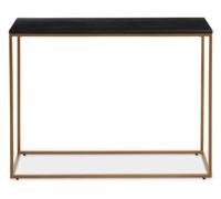 Premier Housewares Interiors By Premier Black Marble Console Table, Rectangular Black Marble Top On Matte Gold Iron Frame, Geometric Modern Console