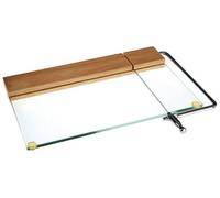 Premier Housewares Interiors By Premier Cheese Cutter With Glass Board, Integrated Wire Slicer & Tempered Glass Base, Rustic Wood & Steel Cutter Arm