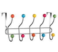 Premier Housewares Interiors By Premier Chrome 10 Hook Hanger With Multi-Colour Plastic Balls, Wall Mounted Rack For Coats, Bags Or Accessories,