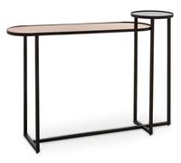 Premier Housewares Interiors By Premier Console Table, Dual Tier Smoked Mirror Tops And Asymmetric Black Iron Frame, Quirky Minimalist Console