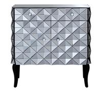 Premier Housewares Interiors By Premier Contemporary Silver Finish Cabinet, Geometric Design Storage Cabinet For Kitchen, Sideboard Wooden Cabinet