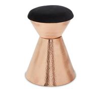 Premier Housewares Interiors By Premier Copper & Black Stool With Velvet Seat, Hammered Details Makeup Stool, Contemporary Ottoman Footstool