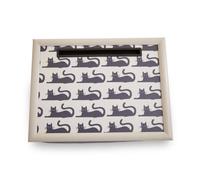 Premier Housewares Interiors By Premier Cushioned Base Black Cat Lap Tray With Ipad Holder, Stylish Tray For Bedroom, Raised Rim Kitchen Tray