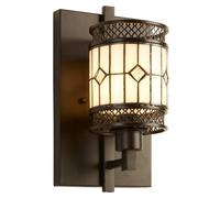 Premier Housewares Interiors By Premier Diamond Deco Wall Light, Tiffany Style Glass Shade With Brown Tones, Art Nouveau Diamond Design