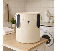 Premier Housewares Interiors By Premier Dog Face Laundry Bag, Fun And Functional Fabric Hamper With Drawstring Closure And Handles, Lightweight,