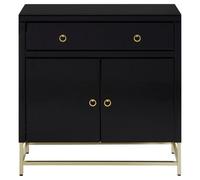Premier Housewares Interiors By Premier Elegant Black Cabinet,classic Ample Storage Black Finished Chest With Gold Handles, Versatile Wooden Cabinet